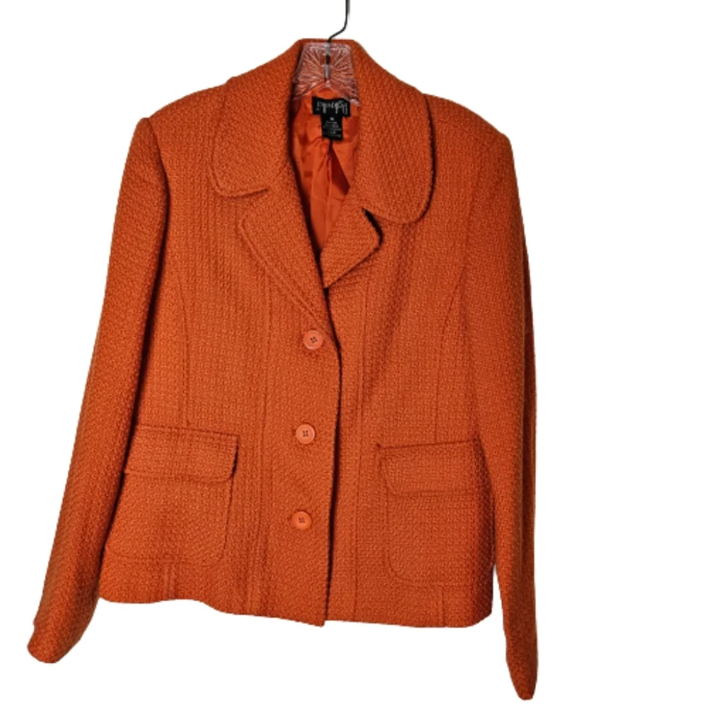 RAFAELLA WOMEN BEAUTIFUL WOOL TANGERINE JACKET SIZE 14 - Picture 1 of 12